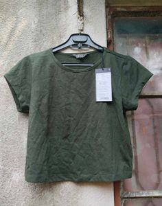Orange &amp; Olive Green 2 Crop T-Shirts