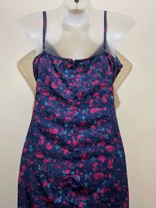 Floral Print Plus Size Cowl Neck Maxi Dress