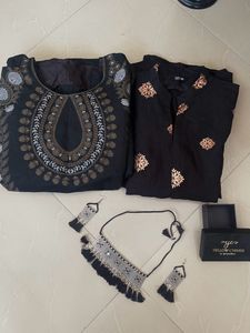 Pack Of 2 Black Kurta & 1Freebie