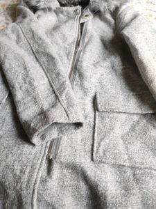 Gray Faux Fur Hooded Jacket