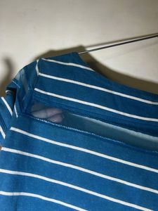 Striped Tee with Sheer Detail