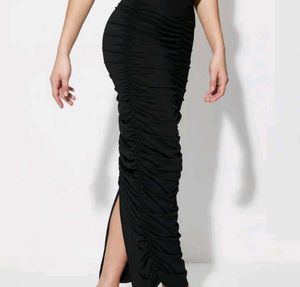 A-line Ribbed Gathered Skirt