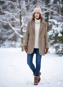 Women Vintage Houndstooth Blazer