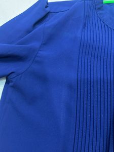 Navy Blue Pleated Top