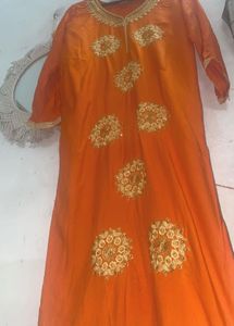 Orange Embroidered Kurta
