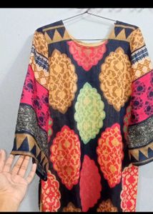 Colorful Patterned Kurti printed net shifon silk g