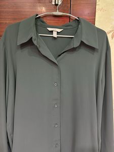 Olive Green Button-Down Shirt