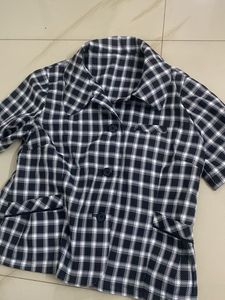 Plaid Blazer/ cute koren style top