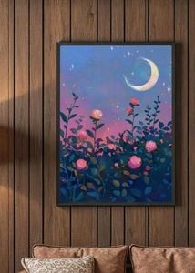Floral Moon Art Painting
