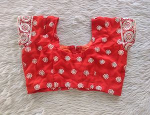 Women Red Sequence Saree With Blouse