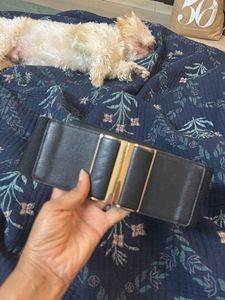 Wide Black & Gold Statement Belt