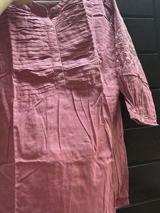 Embroidered Pink Tunic Top