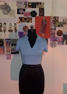 Blue Shien Polo Crop Top