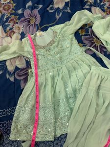 Girls Ethnic Dress - Mint Green