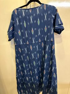 Size XL Lovely Ikat Print Blue Mayra Midi Dress