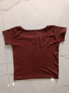 Brown Deep Neck Top