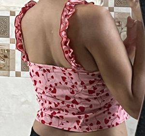 Shein Valentines Day Pink Red Heart Crop Top Tank