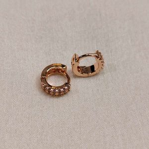Rose Gold Pave Hoop Earrings
