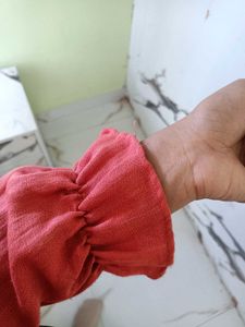 Ruffled Coral Blouse