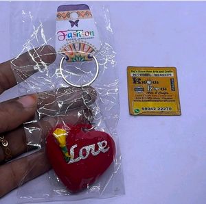 Heart ❤️ Shaped Keychain On Velvet Material