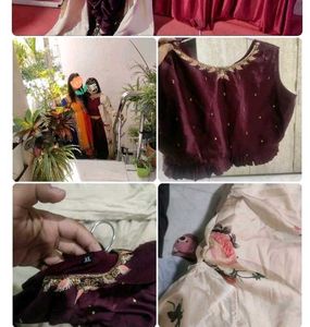 Burgundy Dhoti Pant Set with Shrug