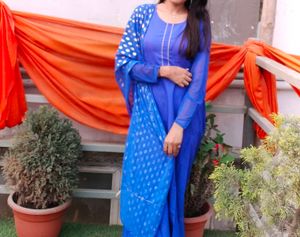 Long blue Anarkali With Dupatta 💙