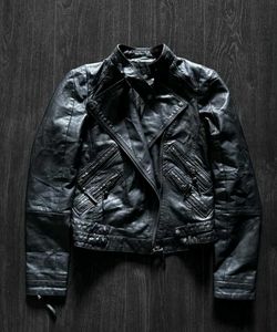 Lika rulla vintage Black Leather Biker Jacket