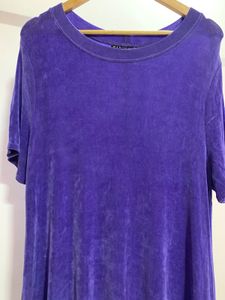 Soft Stretch Solid Purple Dress – Casual &amp; Comfy