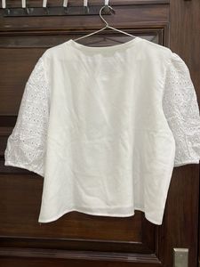 White Eyelet Sleeve Top