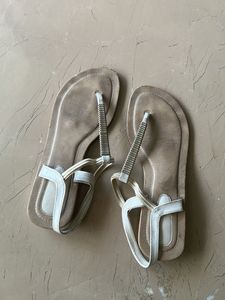White Rhinestone Thong Sandals