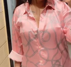 Pink Rope Print Button-Down
