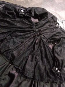 Black Embellished Dress with Cape