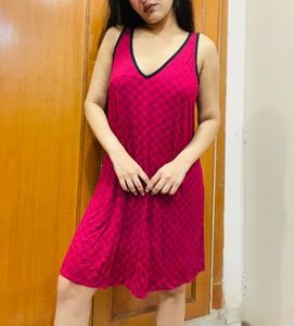 Maroon Plaid Mini Dress