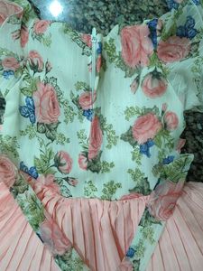 Floral and Pink Pleated Girls Dress