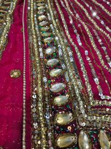 maroon heavy handwork  Beaded Saree