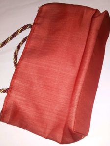 Womens Red With Golden Hand Bag.
