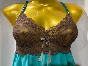 Teal Lace Trim Cami Dress