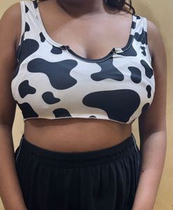 Satin Black And White Top