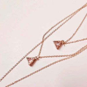 Triple Triangle Rose Gold Necklace