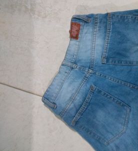 Blue High Waist Straight Fit Denim