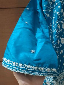 Blue Tussar Silk Kurti with Embroidery 💙
