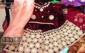 Maroon Lanhnga With Steach Blouse,Chunni