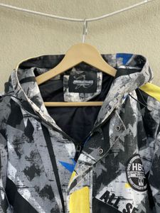 Abstract Print Hooded Jacket