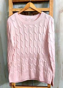 Light Pink Self Design Pullover Size-36-38