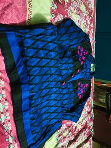 Embroidered Black &amp; Blue Kurti