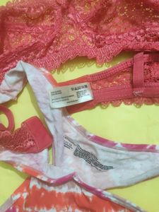 Net Bra And Multicolored Frenchie Style Panty