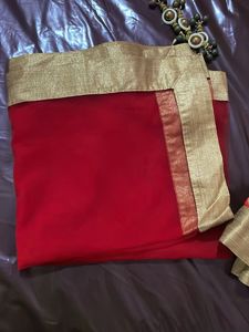 Red &amp; Gold Embroidered Wedding Gown