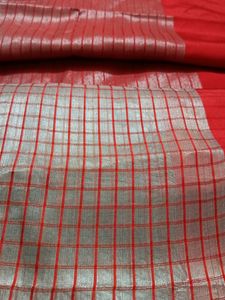 Red and White Checked Saree