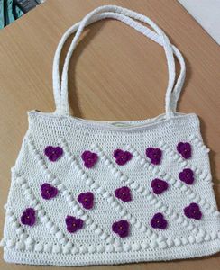 Handmade Crochet Floral Handbag