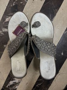 Elegant Silver Embellished Sandals